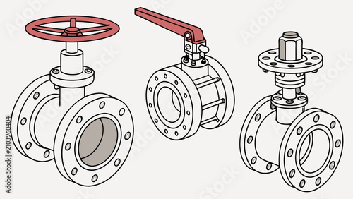 Obraz na plátně Industrial pipe valves collection with flanged connections industrial plumbing