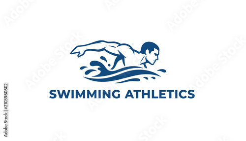 Professional swimming athletics logo featuring a swimmer in action executing a powerful butterfly stroke.