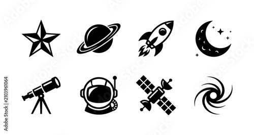 Tableau sur toile Space icons set