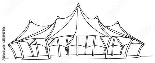 Cuadro en lienzo Large tensile membrane structure tent or circus pavilion in continuous line styl