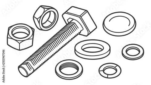 Metal hardware fasteners including bolts nuts and washers with hardware