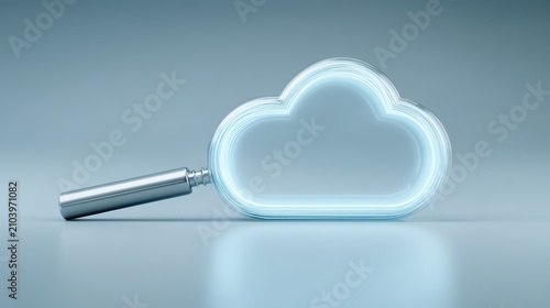 Cloud Computing Search Concept with Magnifying Glass