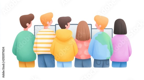 Diverse Students Collaborating on Digital Project