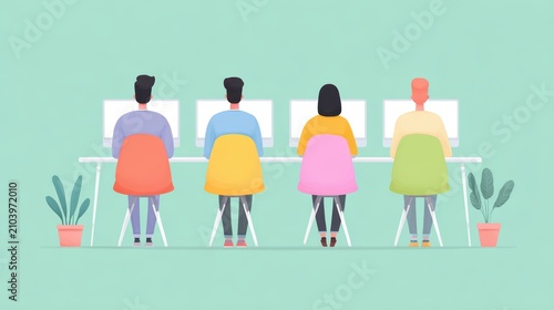 Diverse Team Working Together In Modern Office Environment