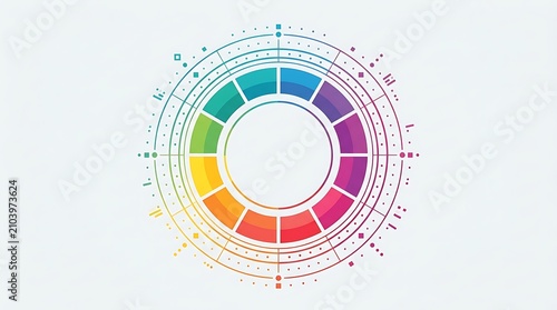Colorful circular data visualization diagram on white background