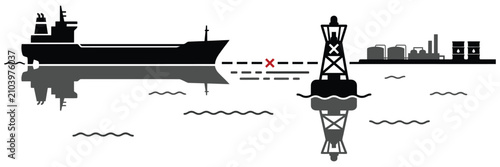 Foto Maritime Safety Ship Avoiding Collision with Navigation Buoy Illustration