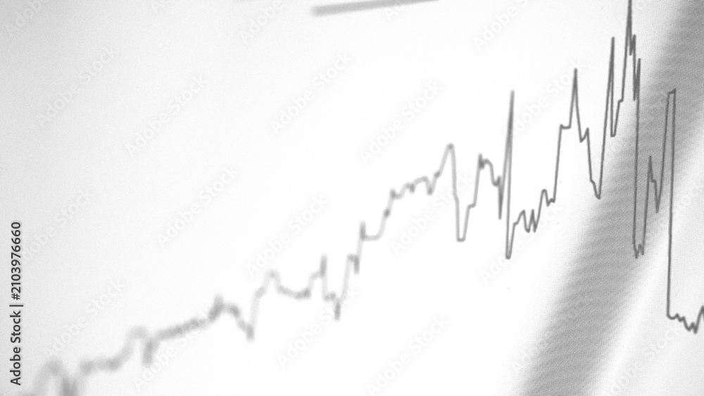 Fototapeta premium Minimalistic rising financial chart showing market growth and economic recovery on bright screen