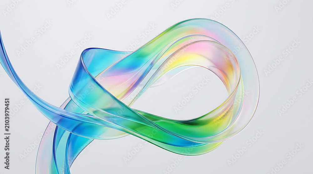 Fototapeta premium Colorful abstract 3d light beam on blue surface illustration