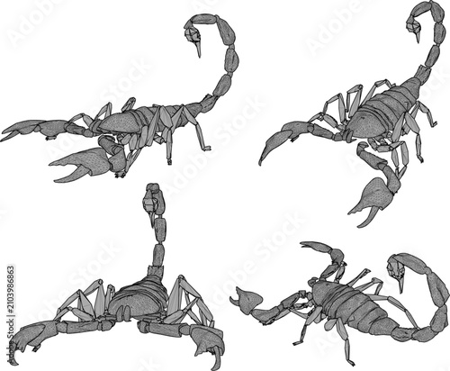 Cuadro en lienzo High-quality 3D asset of a predatory desert scorpion with detailed segmented bod