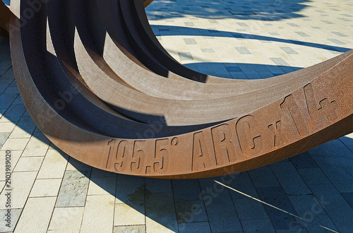Corten steel metal installation by french sculptor Bernar Venet