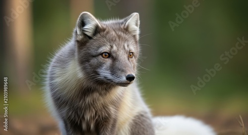 Arctic Fox in Natural Forest Habitat.