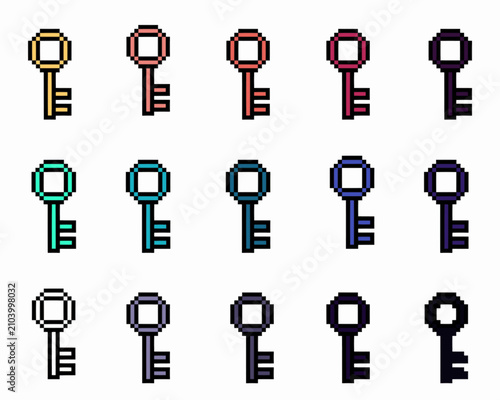 set of keys in pixel art