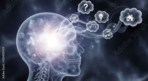 Human brain with glowing neural network connections.