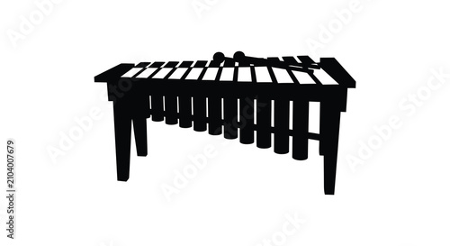 Obraz na płótnie Marimba Instrument Silhouette On White Background xylophone percussion music woo
