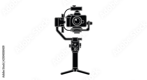Tableau sur toile Camera Gimbal With Stabilizer Black Silhouette stabilizer photography videograph