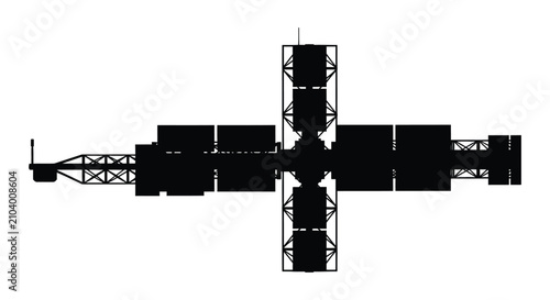 Fotografía Oil drilling platform Silhouette Against White Background platform drilling oil