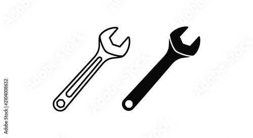 Konstfotografi Two Wrenches In Black And White Silhouette wrench tools hardware