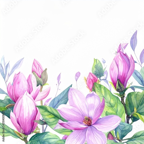 Vibrant Magnolia Flowers Blooming in Soft Light