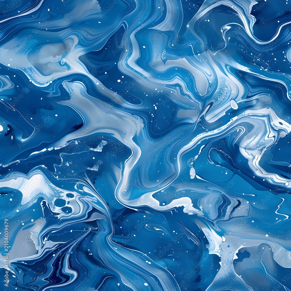 Fototapeta premium Multicolor Ink Marble Swirl Seamless Pattern, Fluid Abstract Digital Paper