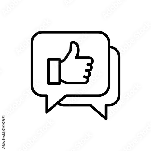 фотографія An outline icon featuring overlapping speech bubbles with a thumbs up sign inside