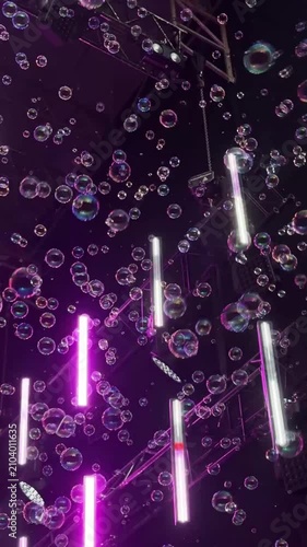 flying bubbles above the stage