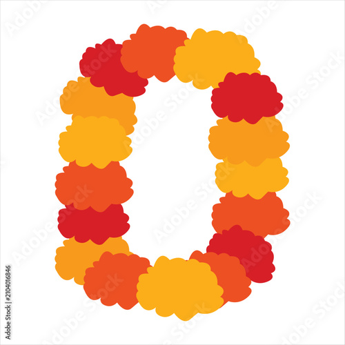 Traditional Indian Marigold Flower Garland Frame Border, Floral Festival Decoration Isolated for Diwali, Wedding and Religious Celebration