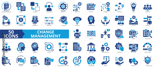 Cuadro en lienzo change management icon set contains transition, transformation, adaptation, adju