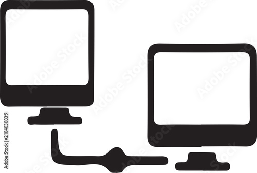 Dual monitor setup for multitasking productivity. Side-by-side computer screens for efficient workflow and digital collaboration.