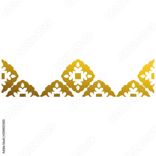 Elegant gold geometric floral border featuring symmetrical botanical flowers