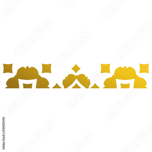Elegant gold geometric floral border featuring symmetrical botanical flowers