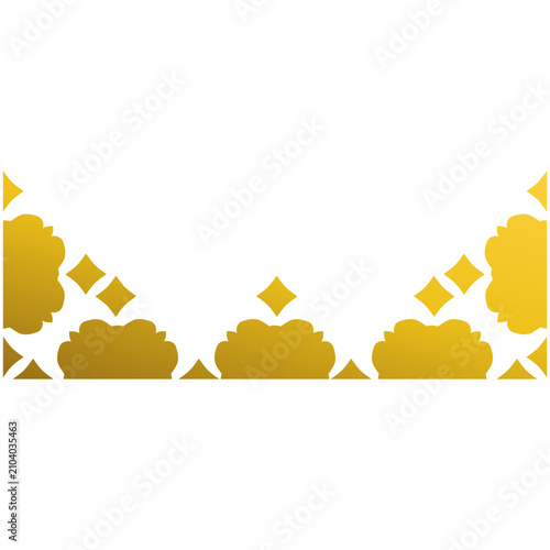 Elegant gold geometric floral border featuring symmetrical botanical flowers