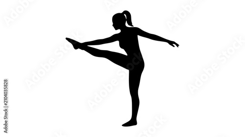 Female model stretching leg silhouette