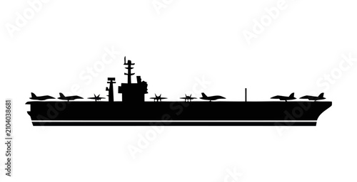 Fotografía Aircraft Carrier Silhouette Vector Illustration