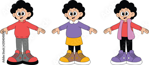 Canvas Print Cartoon kids flat vector illustration