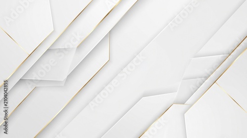 Abstract white geometric background with luxury gold lines and modern diagonal shapes for professional business presentation and elegant graphic design