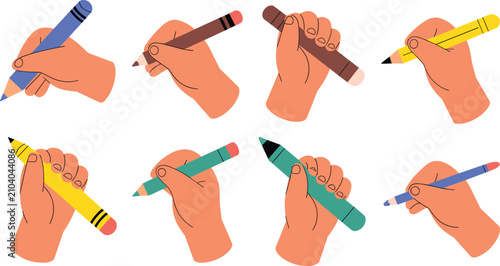 Bilde på lerret Writing hands flat vector illustration
