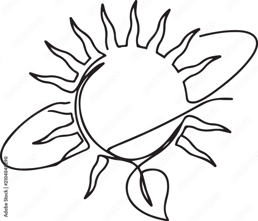 Fototapeta premium One continuous line drawing of Solar energy concept. one line art icon drawing