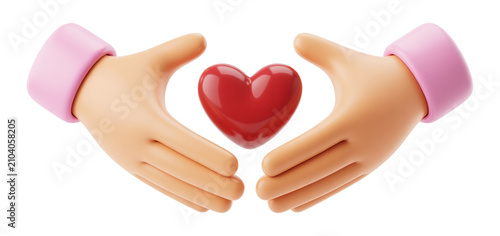 High Quality 3D Caring Hands Icon Isolated for Relationship Support and Creative Projects