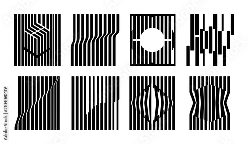 Fotografía Abstract Optical Illusion Graphics, Black and White Op Art Patterns, Modern Geom