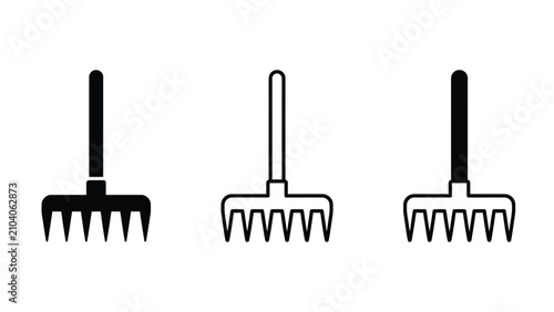 Obraz na płótnie Three garden forks in different styles on transparent background