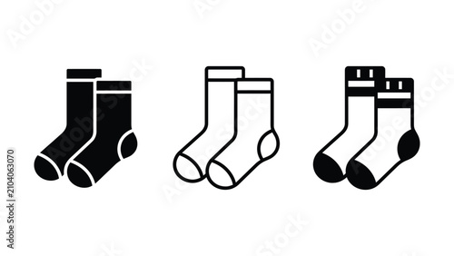 Cuadro en lienzo Three pairs of socks in different colors on white background
