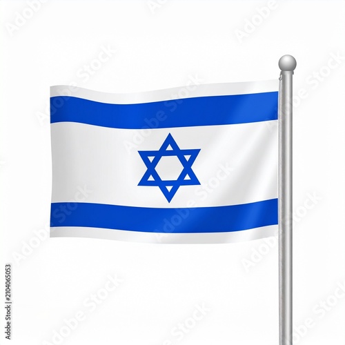 Israeli Flag with Star of David on Flagpole