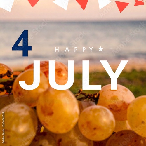 Happy Fourth of July Grapes on Beach Banner