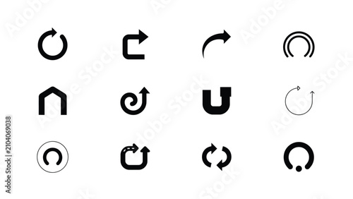 Принти на полотні Minimalist directional arrow icons set featuring circular and curved paths with