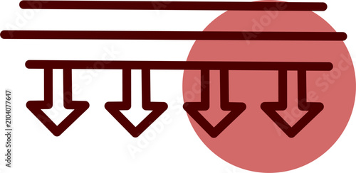 фотографія Heat transfer line icon with downward arrows showing thermal conduction, insulation, energy efficiency and building engineering concept