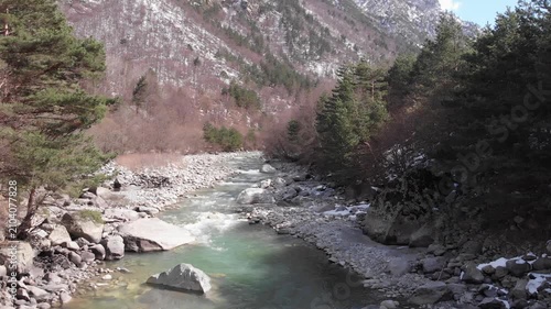 Caucasus, North Ossetia. Digoria Gorge. A gorge with a turbulent river.