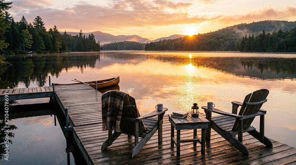 Naklejka premium sunset on the lake