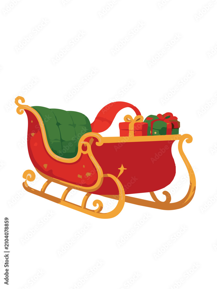 Naklejka premium santa claus sleigh filled with christmas gifts