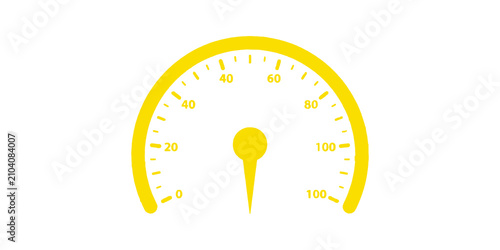 Foto Yellow speedometer gauge isolated on transparent background
