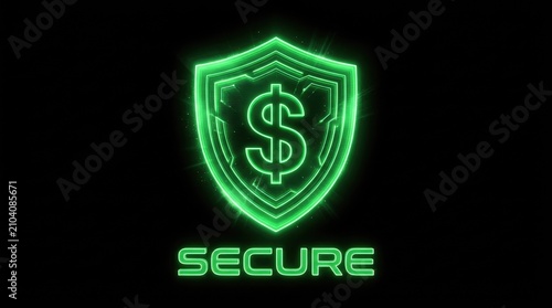Digital Financial Security Shield Icon for Secure Payments and Data Protection